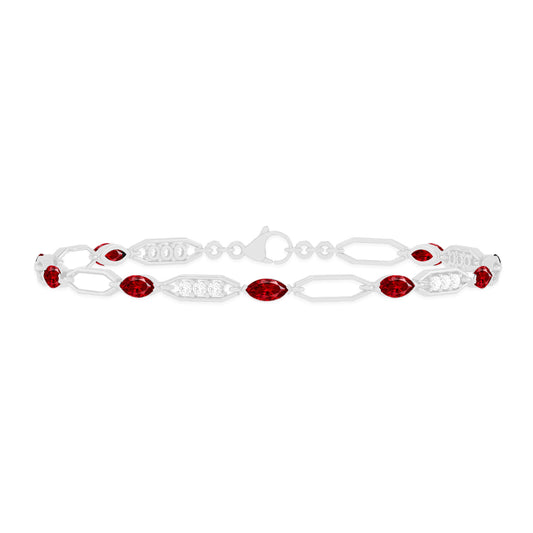Art Deco Link Bracelet | Sterling Silver Birthstone Bracelet | Adjustable Chain | 15 Gemstone Choices | Personalized Gemstone Bracelet Floral Vine Bracelet Canter piece