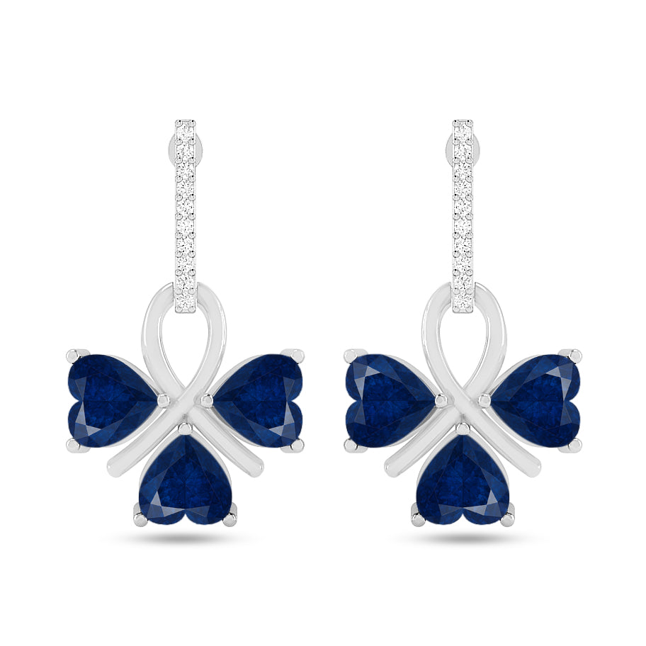 Butterfly Drop Earrings | 925 Sterling Silver Birthstone Stud Earrings | Diamond Accent Gemstone Earrings | 15 Birthstone Options | Gift for Women