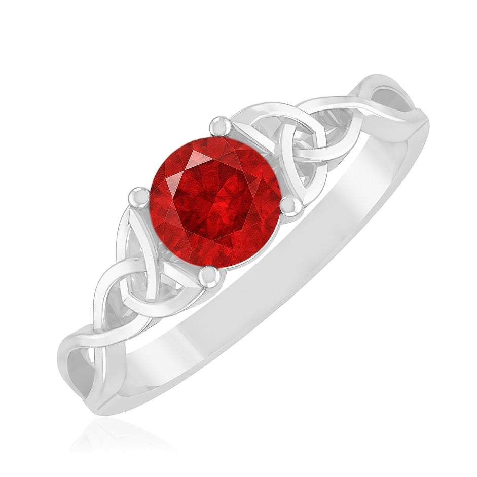 Celtic Knot Ring | Sterling Silver Birthstone Ring | Genuine Gemstone & Diamond Studded Ring | Personalized Promise Ring | Gift for Her