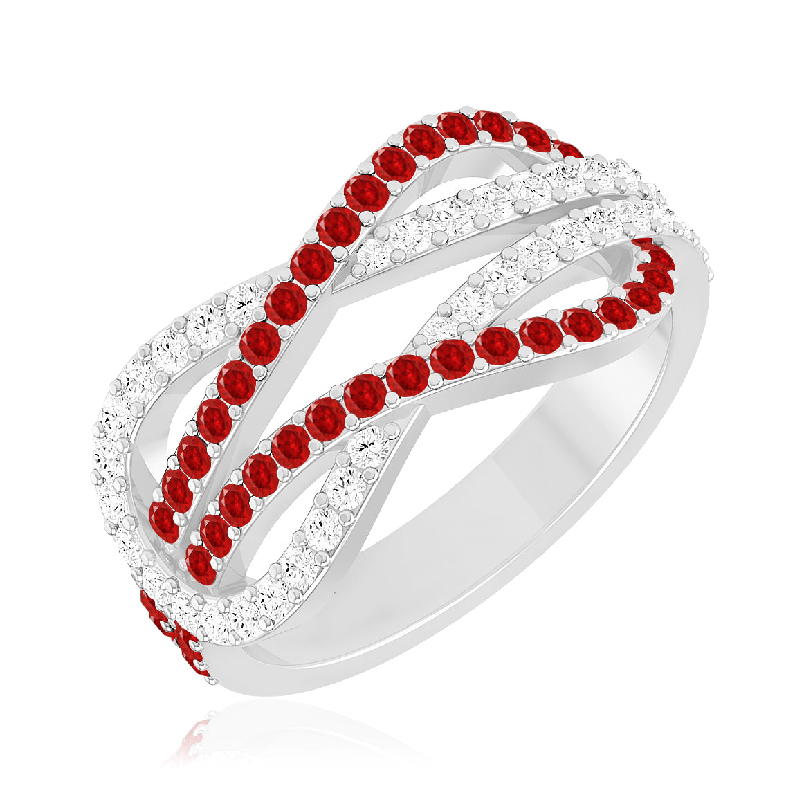Infinity Crossover Band Ring| Sterling Silver Birthstone Ring | Genuine Gemstone & Diamond Studded Ring | Personalized Promise Ring | Gift for Her