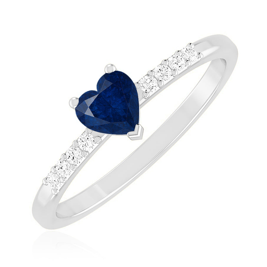 Heart-Cut Center Gemstone | Sterling Silver Birthstone Ring | Genuine Gemstone Studded Ring | Personalized Promise Ring | Gift for Her