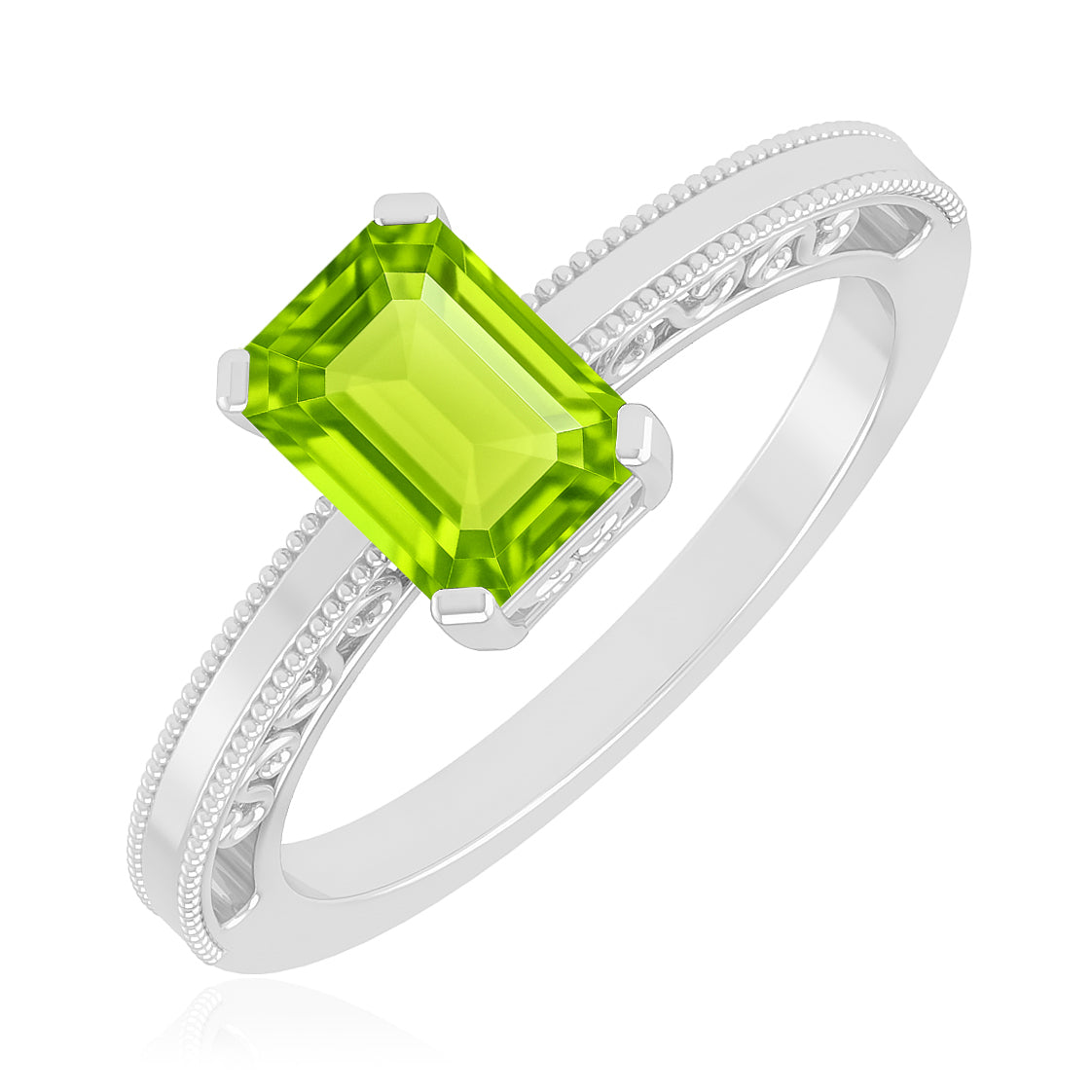 Vintage Milgrain Split Shank | Sterling Silver Birthstone Ring | Genuine Gemstone & Diamond Studded Ring | Personalized Promise Ring | Gift for Her