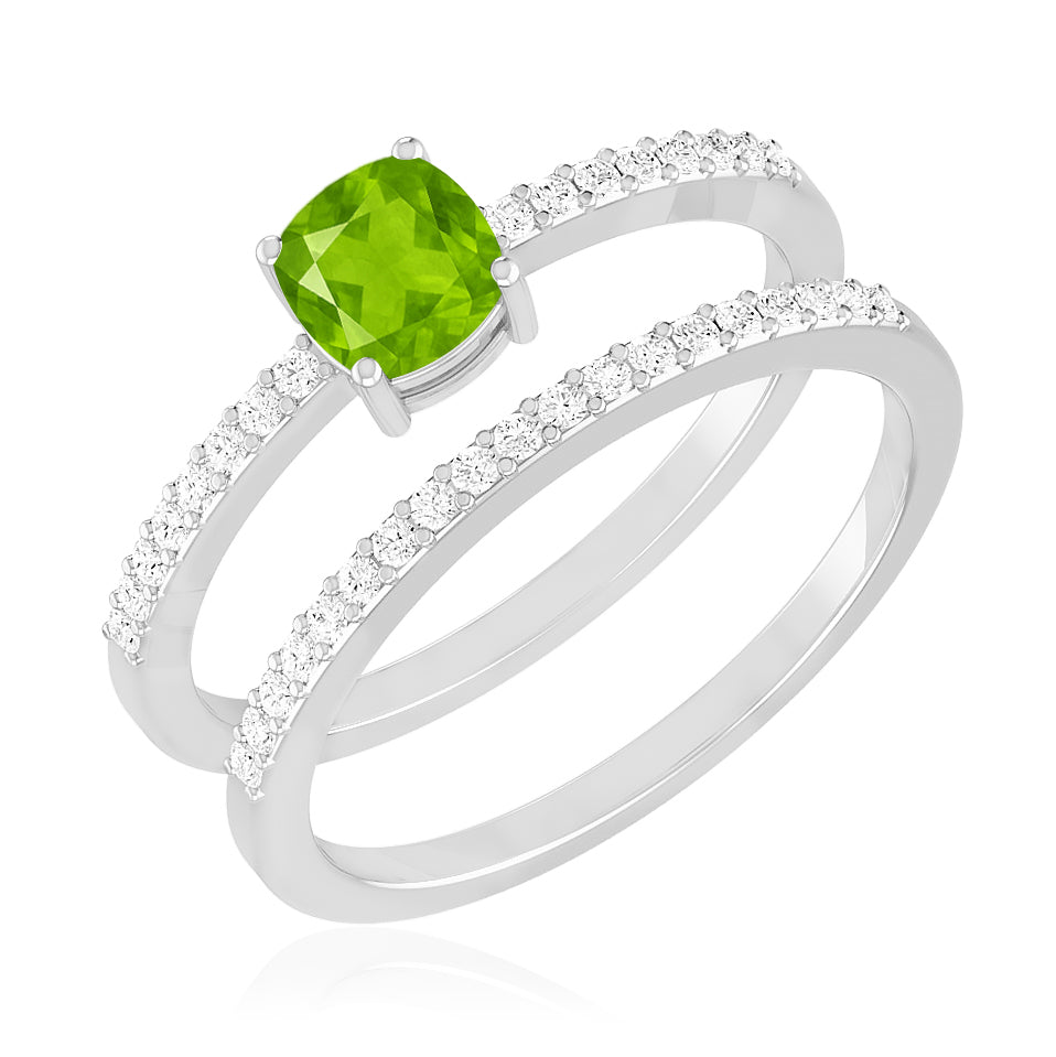 Bridal Ring Ring Set | Sterling Silver Birthstone Ring | Genuine Gemstone Studded Ring | Personalized Promise Ring | Gift for Her