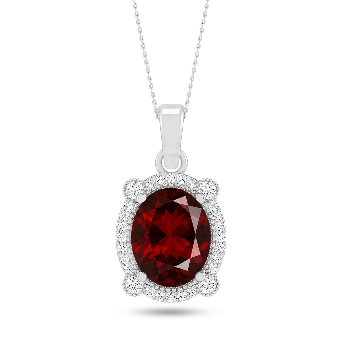 Oval Cabochon Halo Pendant | Starburst Pendant | Heart Knot Teardrop Pendant | Sterling Silver Birthstone Necklace | Diamond Accent | Adjustable Chain | 15 Gemstone Choices