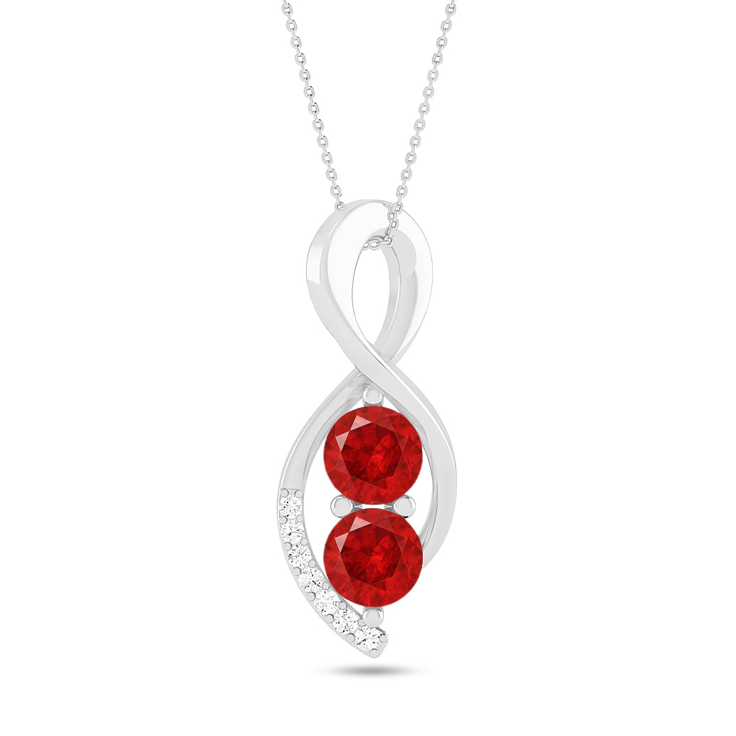 Infinity Twist Pendant | Starburst Pendant | Heart Knot Teardrop Pendant | Sterling Silver Birthstone Necklace | Diamond Accent | Adjustable Chain | 15 Gemstone Choices