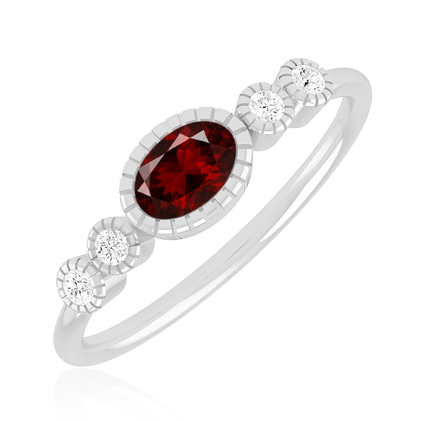 Bezel Set Three-Stone Ring | Sterling Silver Birthstone Ring | Genuine Gemstone & Diamond Studded Ring | Personalized Promise Ring | Gift for Her