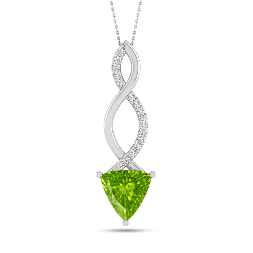 Infinity Twist Pendant | Sterling Silver Birthstone Necklace | Diamond Accent | Adjustable Chain | 15 Gemstone Choices