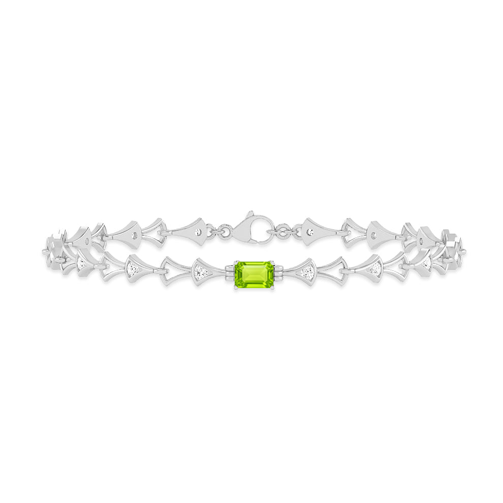 Art Deco Link Bracelet | Sterling Silver Birthstone Bracelet | Adjustable Chain | 15 Gemstone Choices | Personalized Gemstone Bracelet Floral Vine Bracelet Canter piece