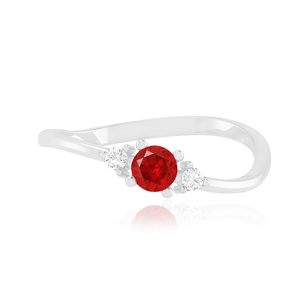 Three Stone Solitaire Ring | Sterling Silver Birthstone Ring | Genuine Gemstone & Diamond Studded Ring | Personalized Promise Ring | Gift for Her