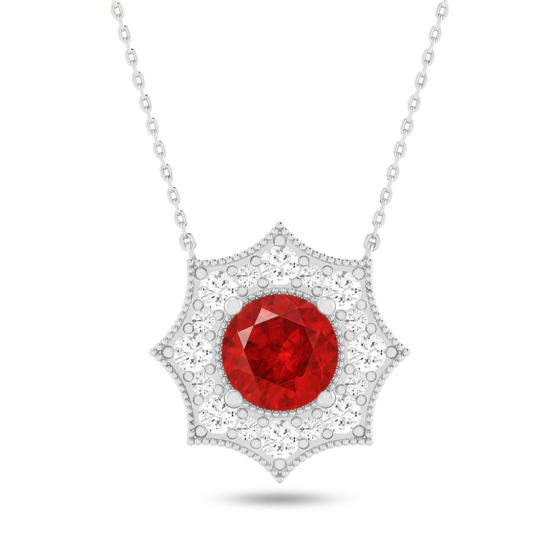 Snowflake Halo Pendant | Starburst Pendant | Heart Knot Teardrop Pendant | Sterling Silver Birthstone Necklace | Diamond Accent | Adjustable Chain | 15 Gemstone Choices