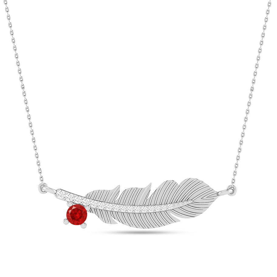 Feather Pendant Necklace | Starburst Pendant | Heart Knot Teardrop Pendant | Sterling Silver Birthstone Necklace | Diamond Accent | Adjustable Chain | 15 Gemstone Choices