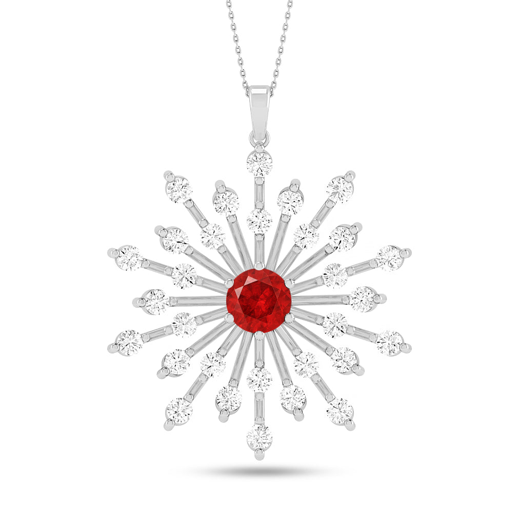 Starburst Pendant | Heart Knot Teardrop Pendant | Sterling Silver Birthstone Necklace | Diamond Accent | Adjustable Chain | 15 Gemstone Choices