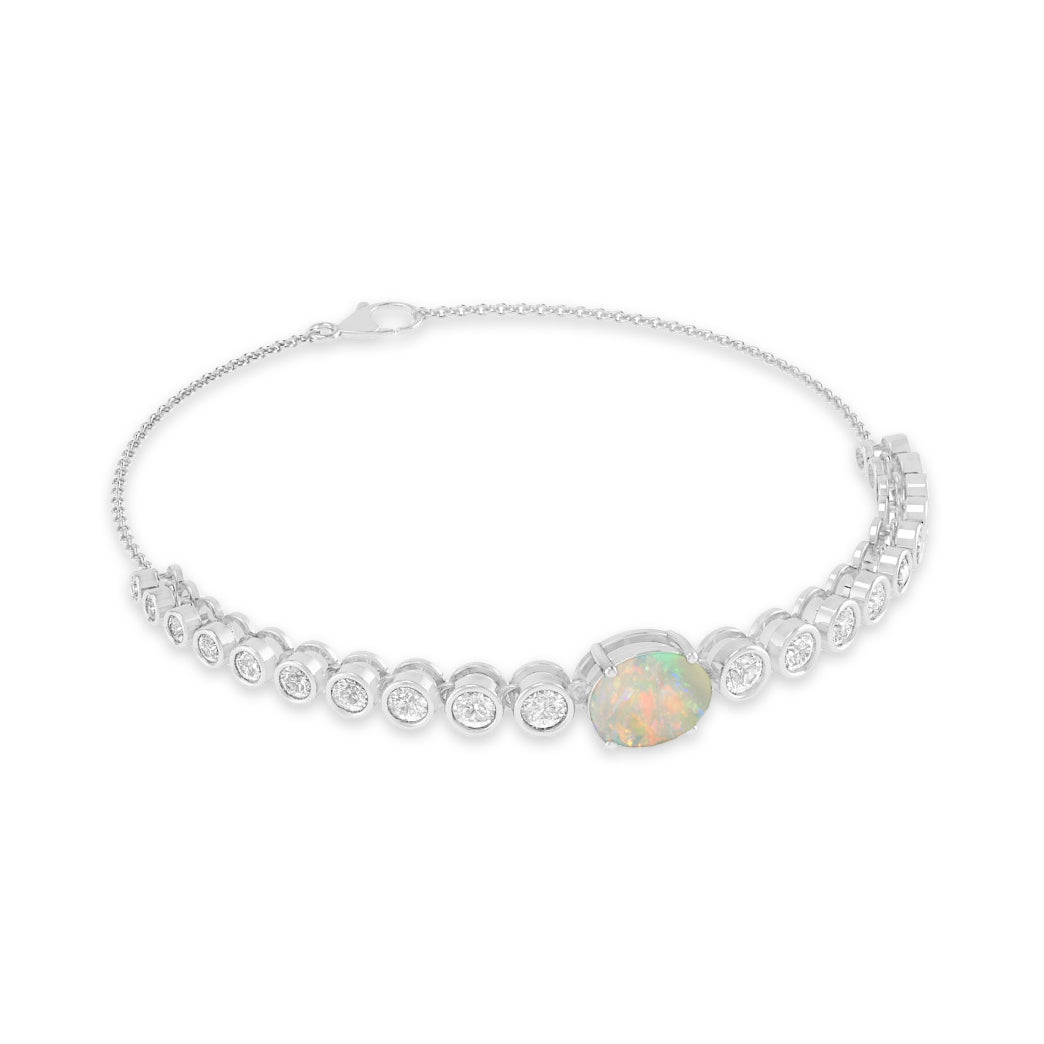Center Stone Tennis Bracelet | Sterling Silver Birthstone Bracelet | Adjustable Chain | 15 Gemstone Choices | Personalized Gemstone Bracelet
