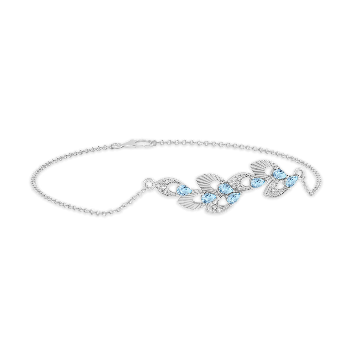 Floral Vine Bracelet Centerpiece | Sterling Silver Birthstone Bracelet | Adjustable Chain | 15 Gemstone Choices | Personalized Gemstone Bracelet Floral Vine Bracelet Canter piece