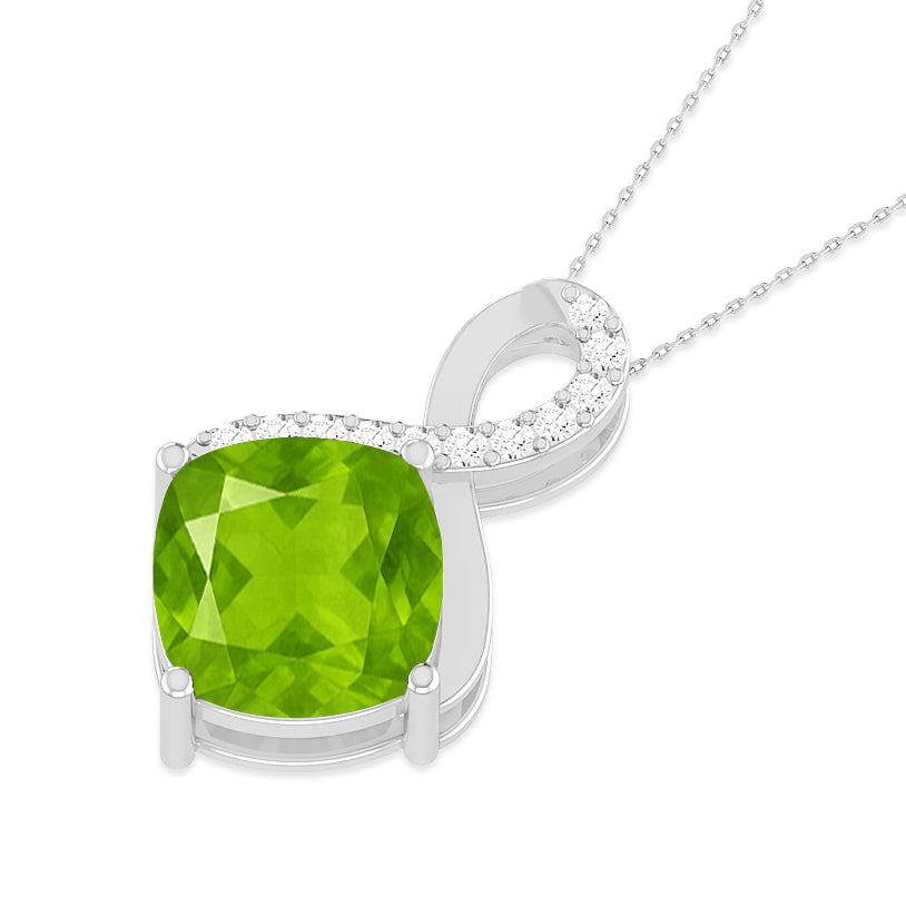 Infinity Cushion Solitaire Pendant | Starburst Pendant | Heart Knot Teardrop Pendant | Sterling Silver Birthstone Necklace | Diamond Accent | Adjustable Chain | 15 Gemstone Choices