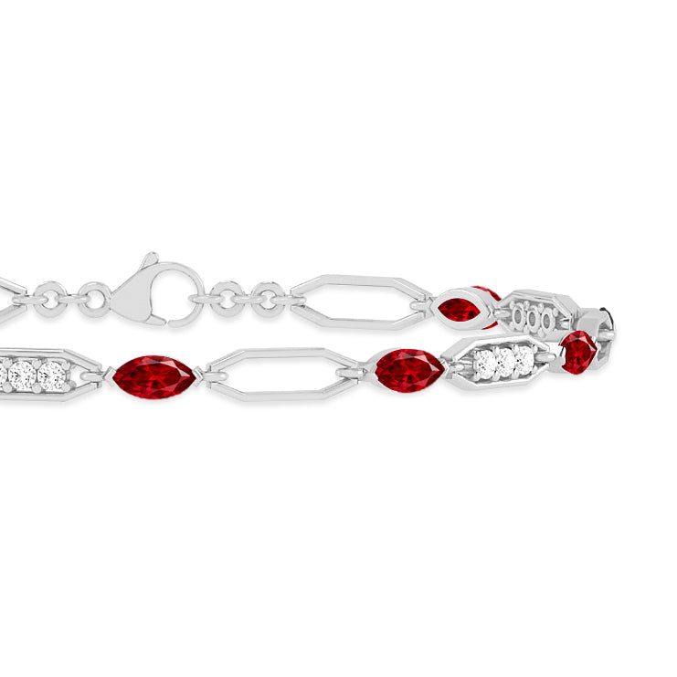 Art Deco Link Bracelet | Sterling Silver Birthstone Bracelet | Adjustable Chain | 15 Gemstone Choices | Personalized Gemstone Bracelet Floral Vine Bracelet Canter piece