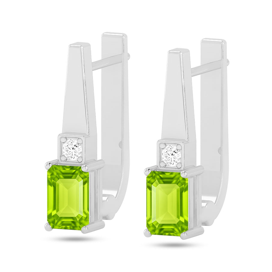 Lever back Drop Earrings | 925 Sterling Silver Birthstone Stud Earrings | Diamond Accent Gemstone Earrings | 15 Birthstone Options | Gift for Women