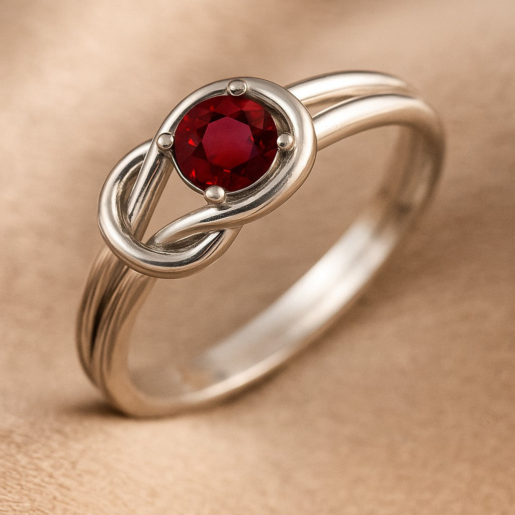 Infinity Knot Solitaire Ring | Sterling Silver Birthstone Ring | Genuine Gemstone & Diamond Studded Ring | Personalized Promise Ring | Gift for Her