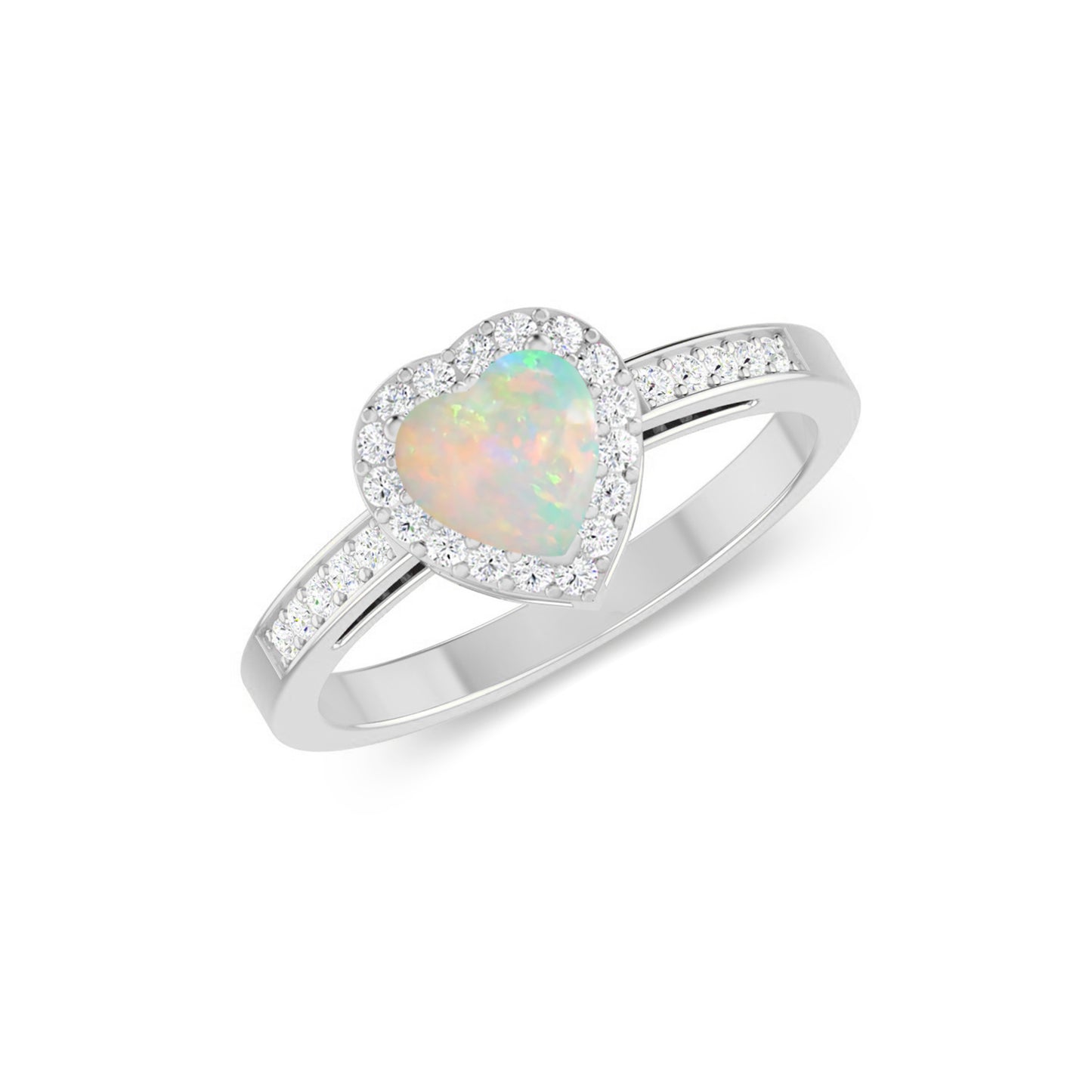 Heart Halo Ring | Sterling Silver Birthstone Ring | Genuine Gemstone Studded Ring | Personalized Promise Ring | Gift for Her