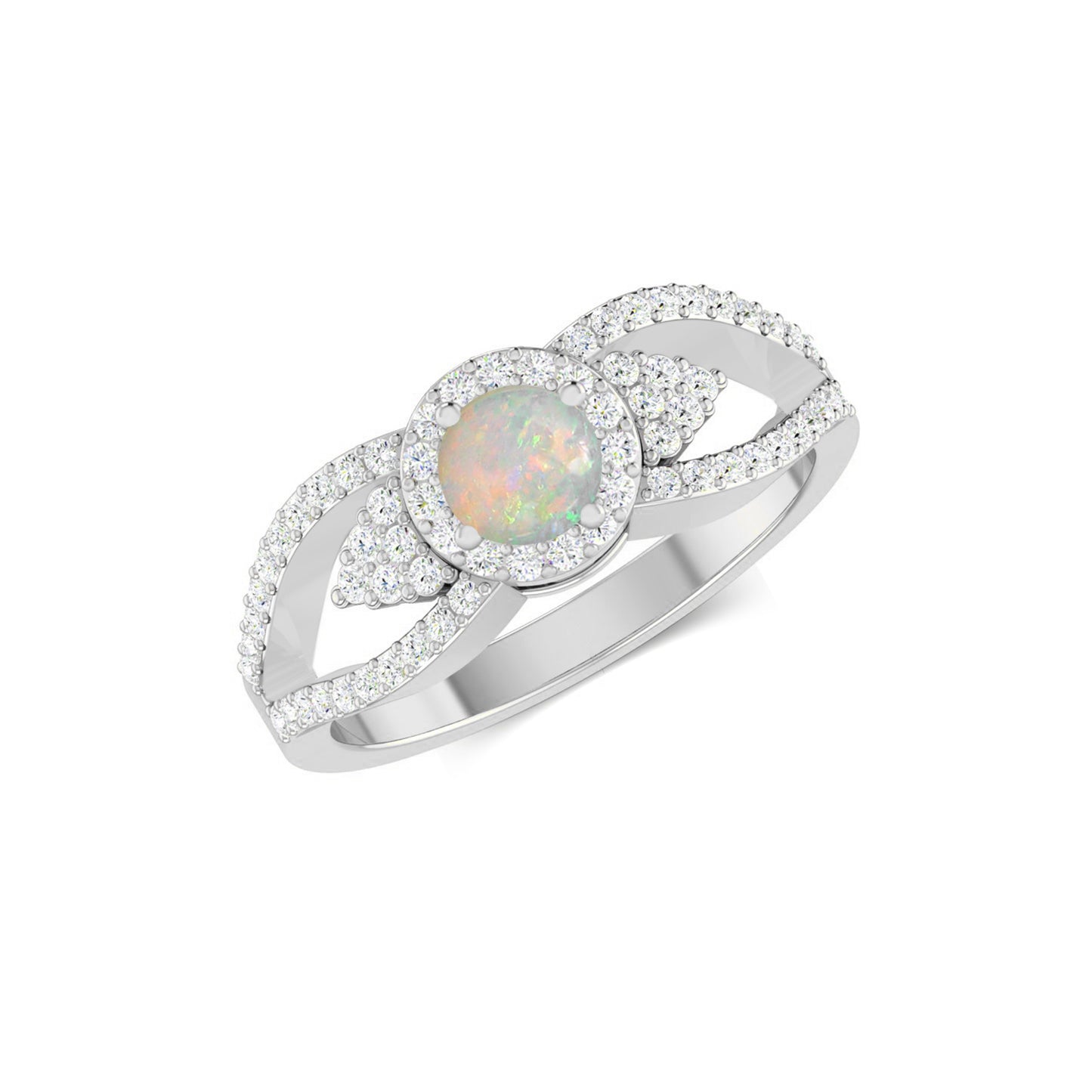 Split Shank Halo Ring | Sterling Silver Birthstone Ring | Genuine Gemstone & Diamond Studded Ring | Personalized Promise Ring | Gift for Her
