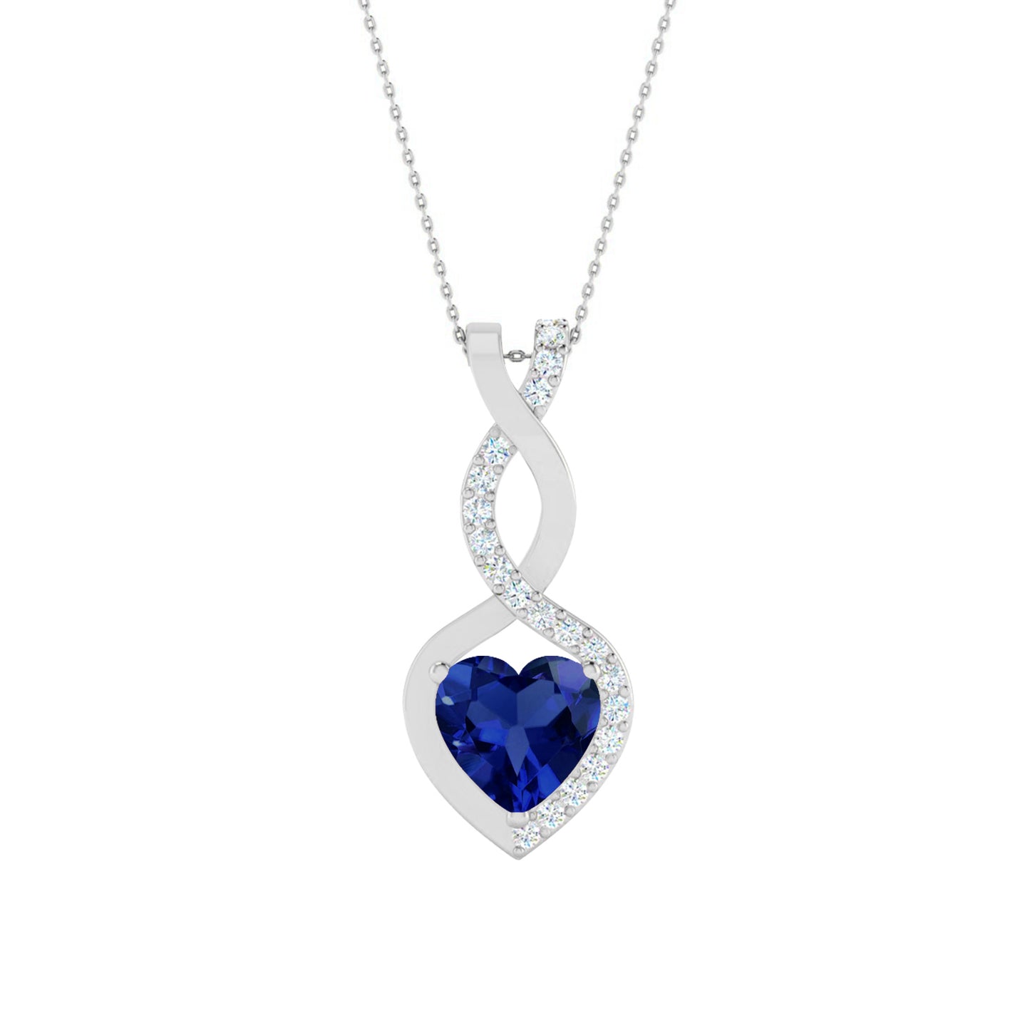 Infinity Heart Pendant | Starburst Pendant | Heart Knot Teardrop Pendant | Sterling Silver Birthstone Necklace | Diamond Accent | Adjustable Chain | 15 Gemstone Choices