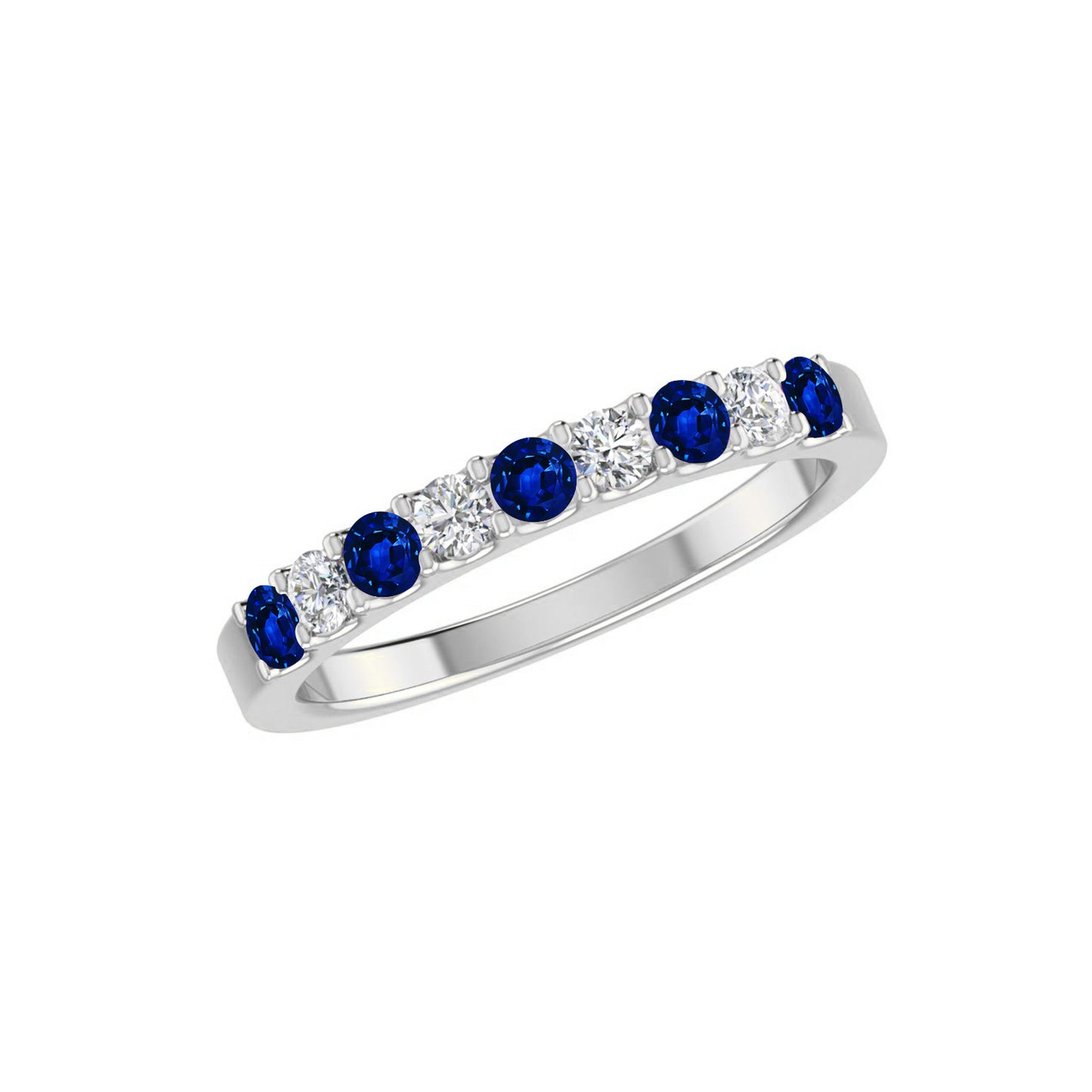 Half Eternity Ring | Sterling Silver Birthstone Ring | Genuine Gemstone & Diamond Studded Ring | Personalized Promise Ring | Gift for Her