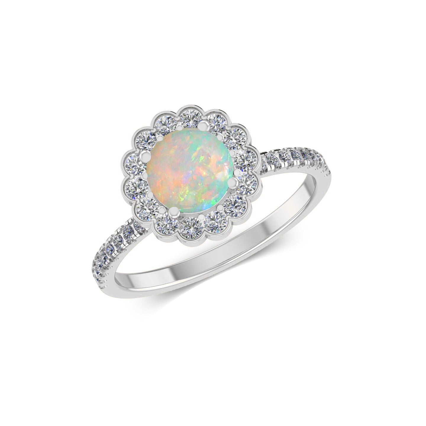 Floral Halo Ring | Sterling Silver Birthstone Ring | Genuine Gemstone & Diamond Studded Ring | Personalized Promise Ring | Gift for Her