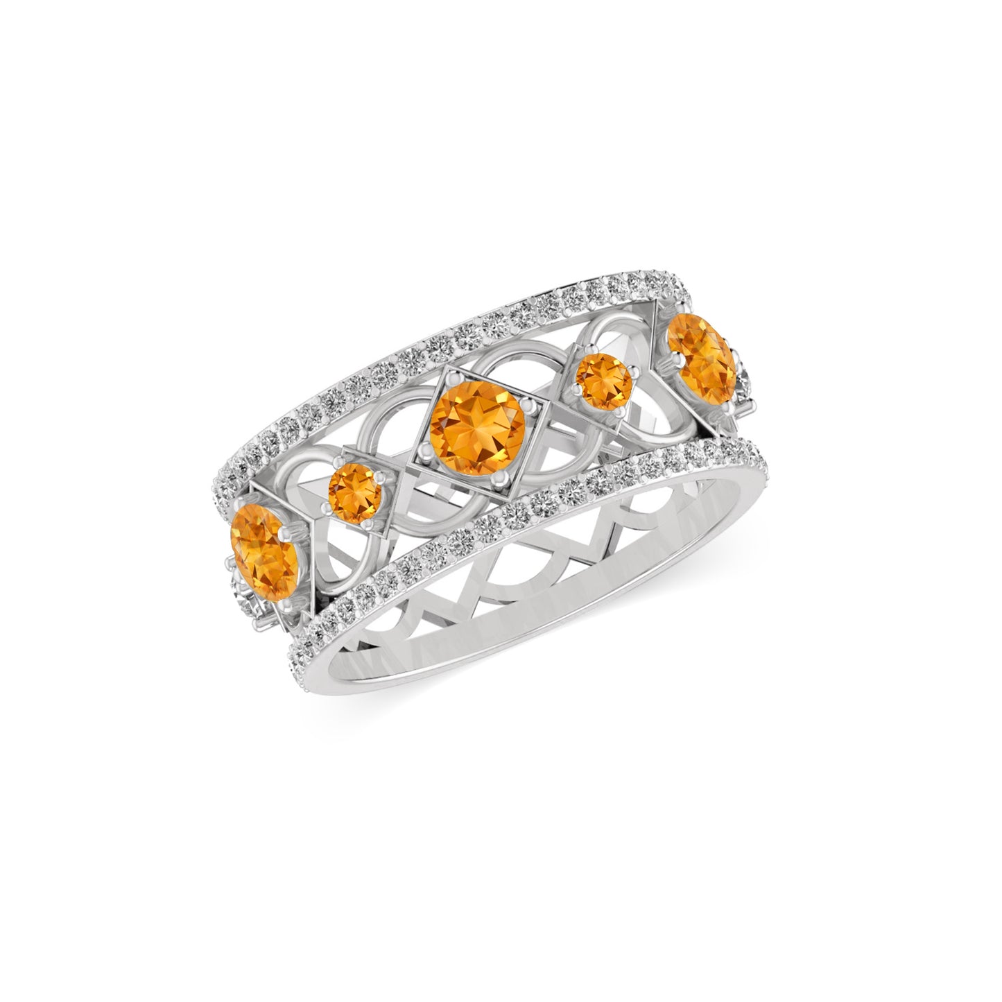 Celtic Knot Wide Band Ring | Sterling Silver Birthstone Ring | Genuine Gemstone & Diamond Studded Ring | Personalized Promise Ring | Gift for Her