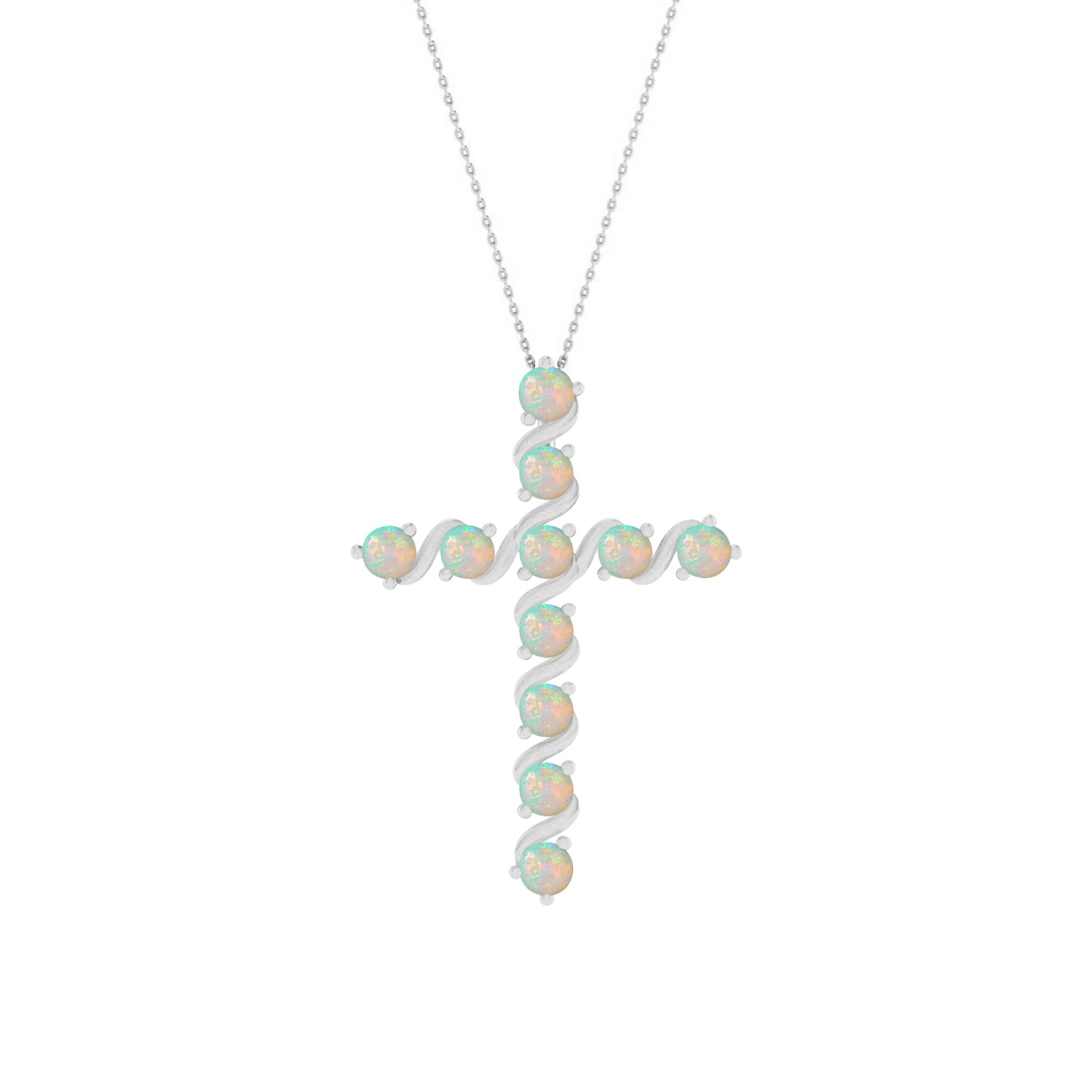 Gemstone Cross Pendant | Floral Vine Style Gemstone Pendant | Sterling Silver Birthstone Necklace | Adjustable Chain | 15 Gemstone Choices | Personalized Gemstone Pendant