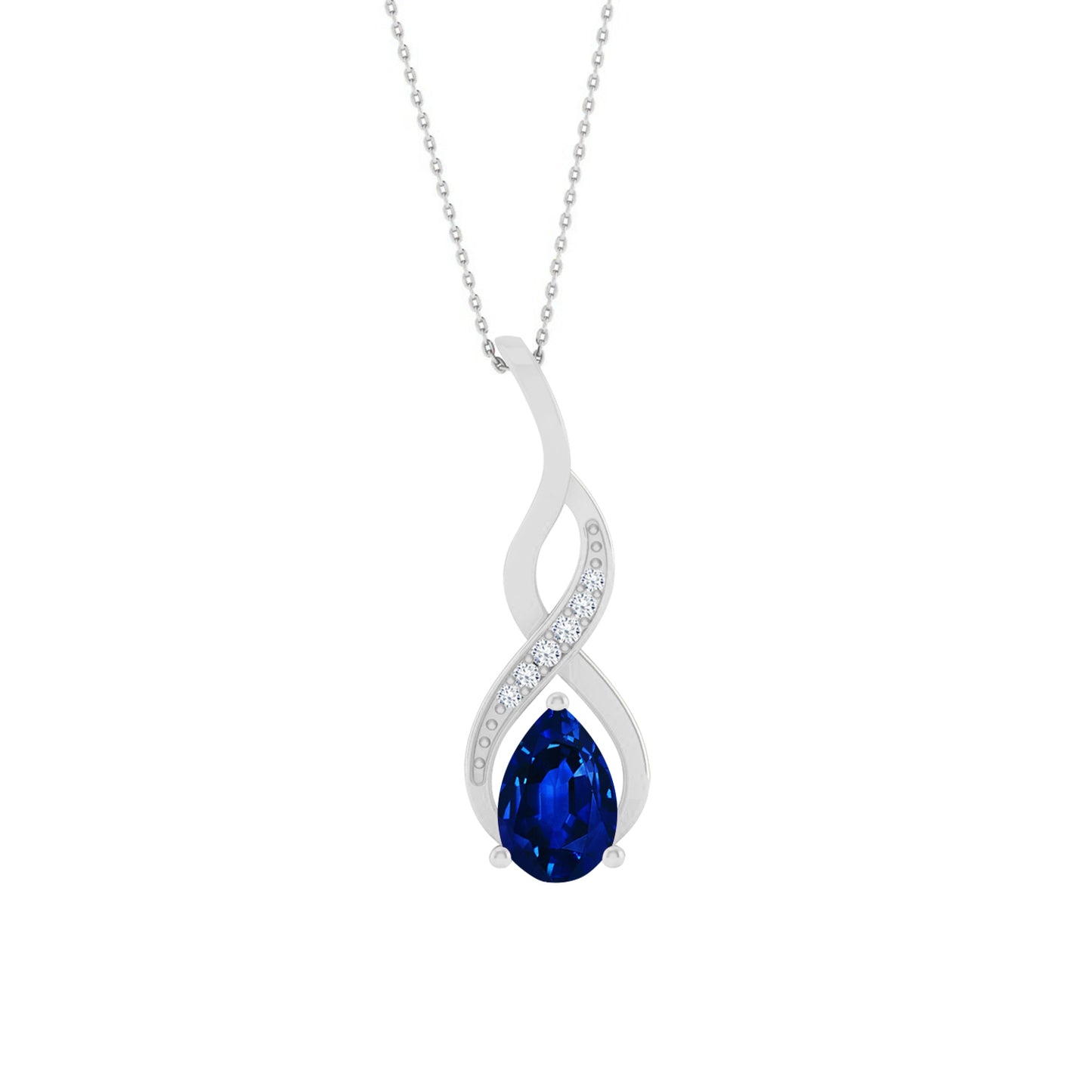 Classic Teardrop Solitaire Pendant | Starburst Pendant | Heart Knot Teardrop Pendant | Sterling Silver Birthstone Necklace | Diamond Accent | Adjustable Chain | 15 Gemstone Choices