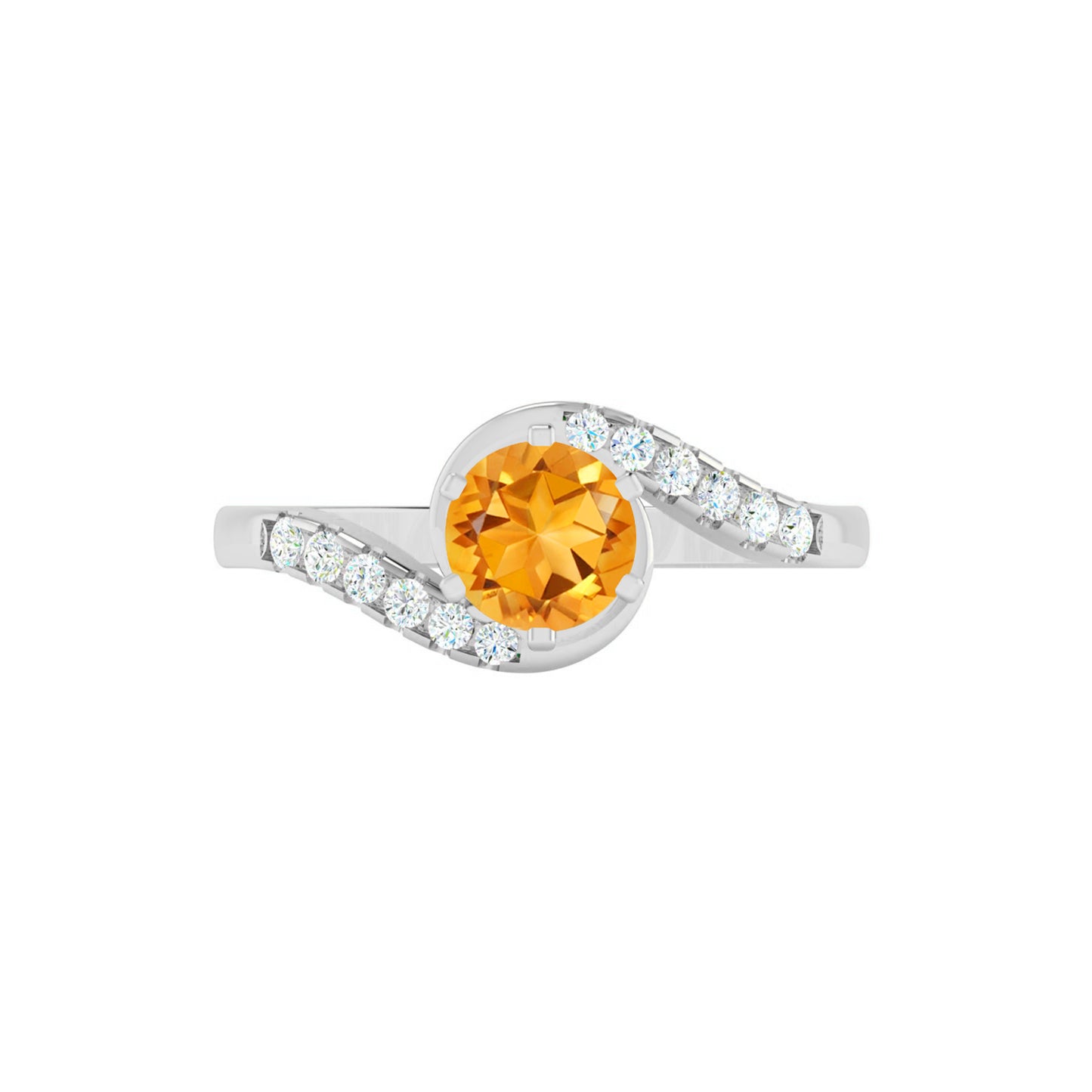 Bypass Solitaire Ring | Sterling Silver Birthstone Ring | Genuine Gemstone & Diamond Studded Ring | Personalized Promise Ring | Gift for Her
