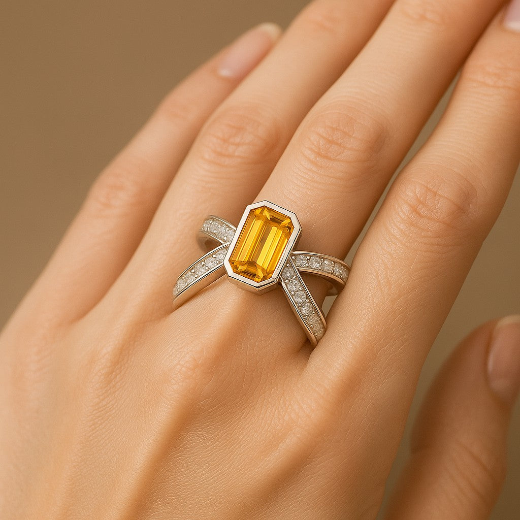 Sterling Silver Birthstone Ring | Genuine Gemstone & Diamond Studded Ring | Personalized Promise Ring | Gift for Her