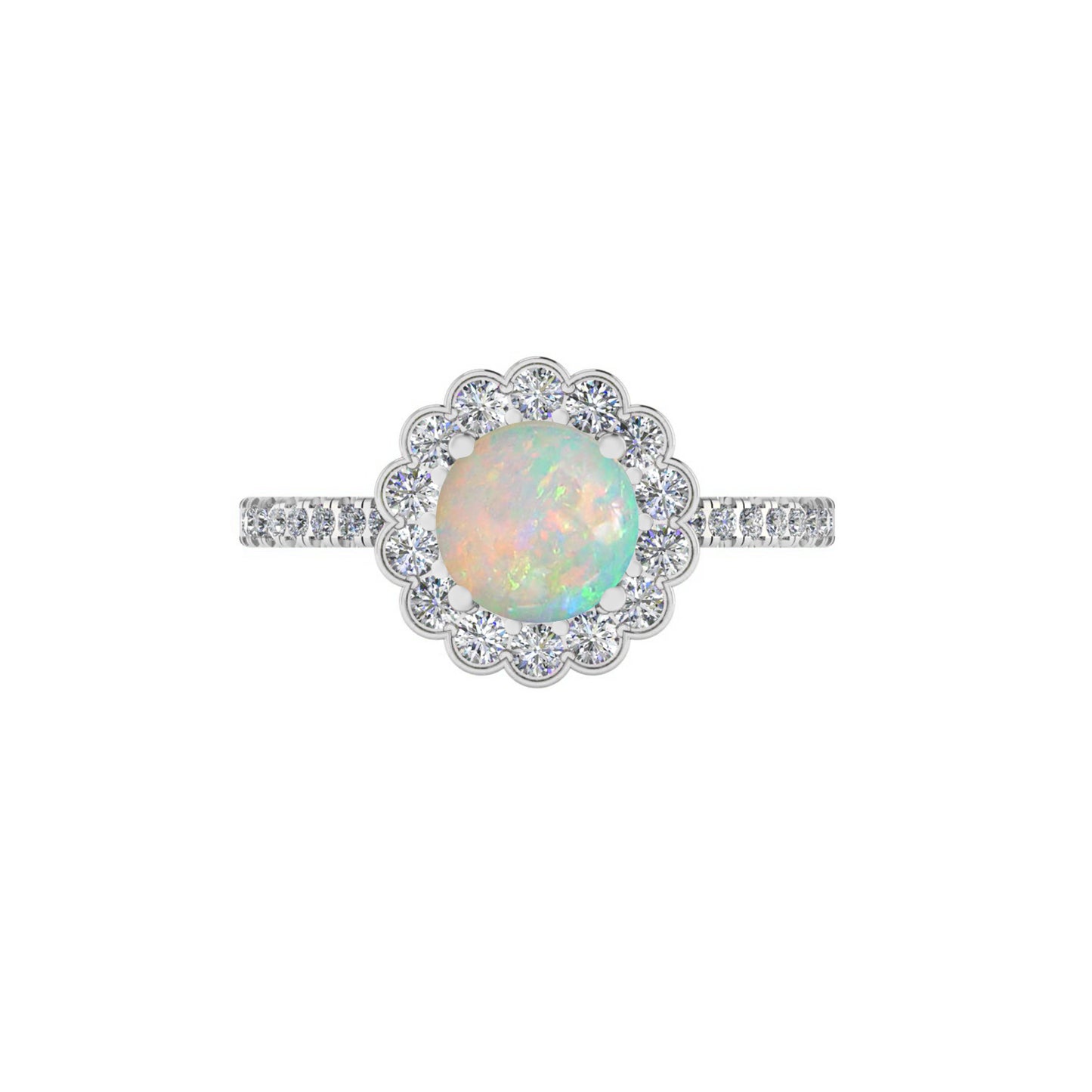 Floral Halo Ring | Sterling Silver Birthstone Ring | Genuine Gemstone & Diamond Studded Ring | Personalized Promise Ring | Gift for Her