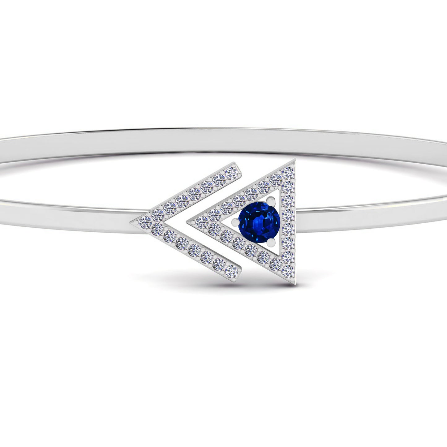 Geometric Open Bangle Bracelet | Sterling Silver Birthstone Bracelet | Adjustable Chain | 15 Gemstone Choices | Personalized Gemstone Bracelet
