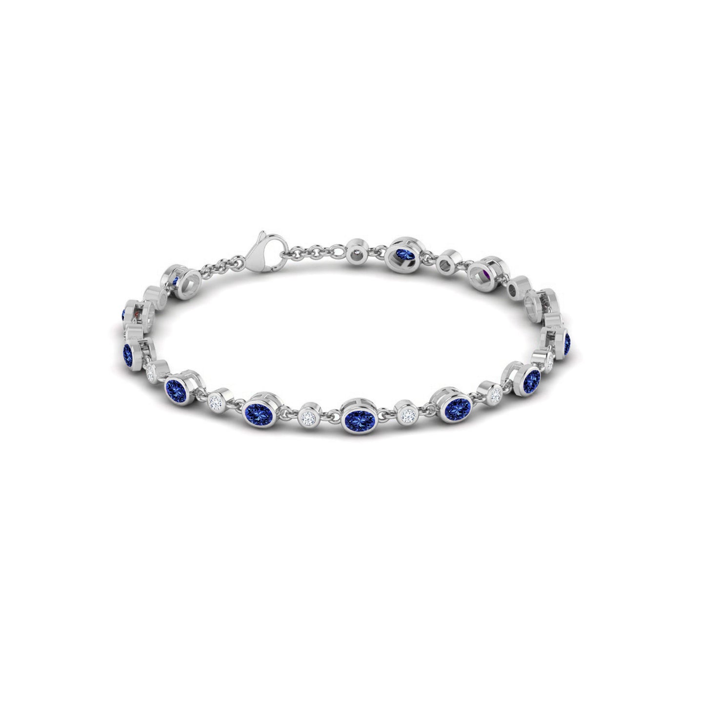 Bezel Set Tennis Bracelet | Sterling Silver Birthstone Bracelet | Adjustable Chain | 15 Gemstone Choices | Personalized Gemstone Bracelet