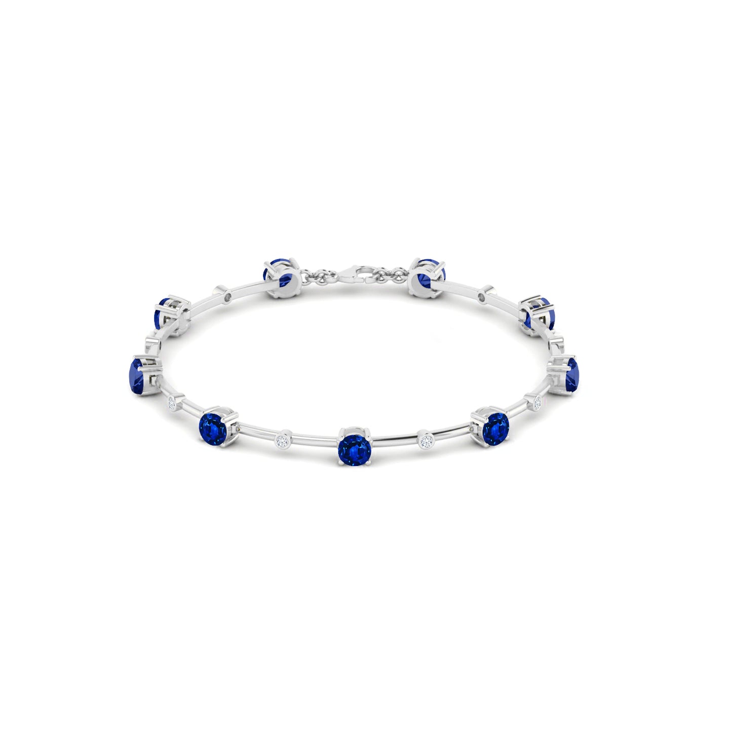 Bar Link Tennis Bracelet | Sterling Silver Birthstone Bracelet | Adjustable Chain | 15 Gemstone Choices | Personalized Gemstone Bracelet