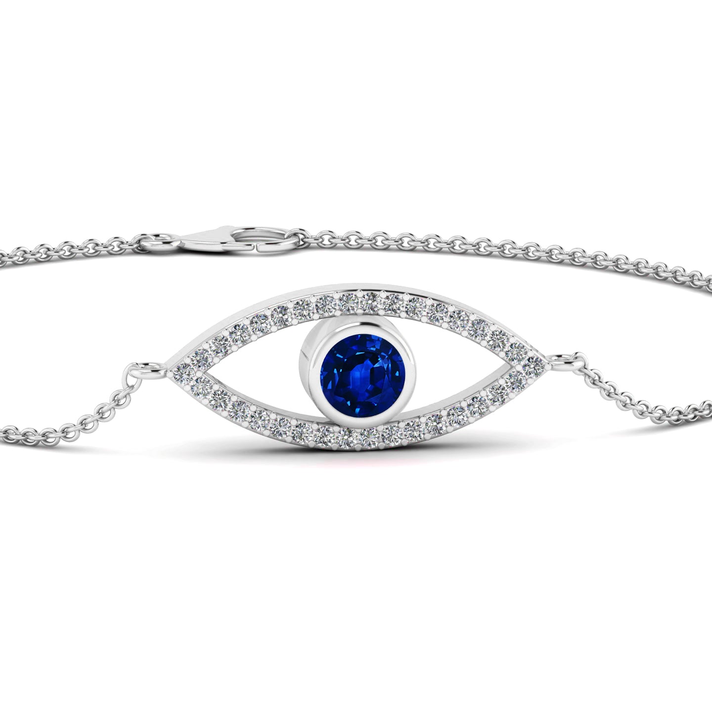 Evil Eye Bracelet | Sterling Silver Birthstone Bracelet | Adjustable Chain | 15 Gemstone Choices | Personalized Gemstone Bracelet