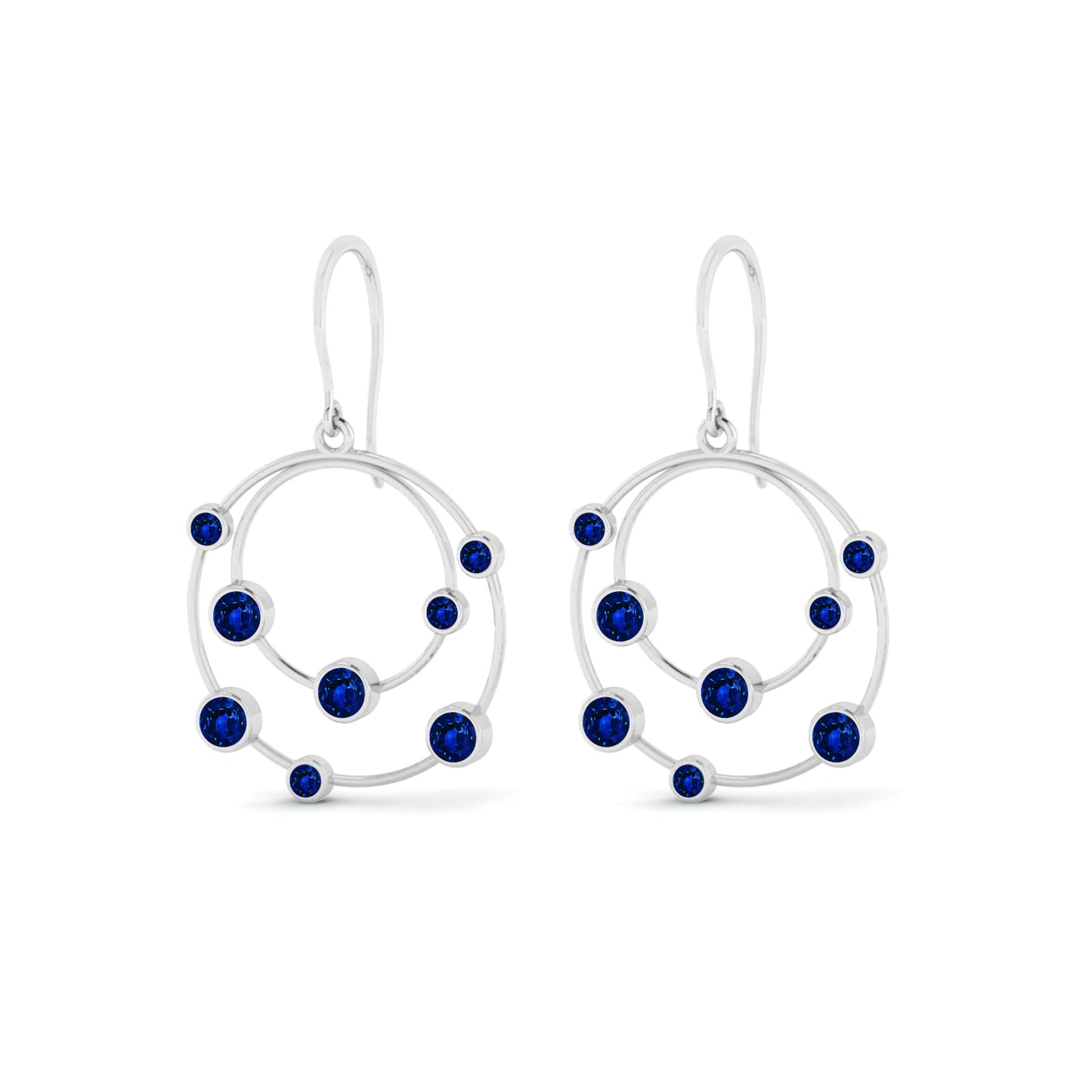 Open Circle Drop Earrings | 925 Sterling Silver Birthstone Stud Earrings | Diamond Accent Gemstone Earrings | 15 Birthstone Options | Gift for Women