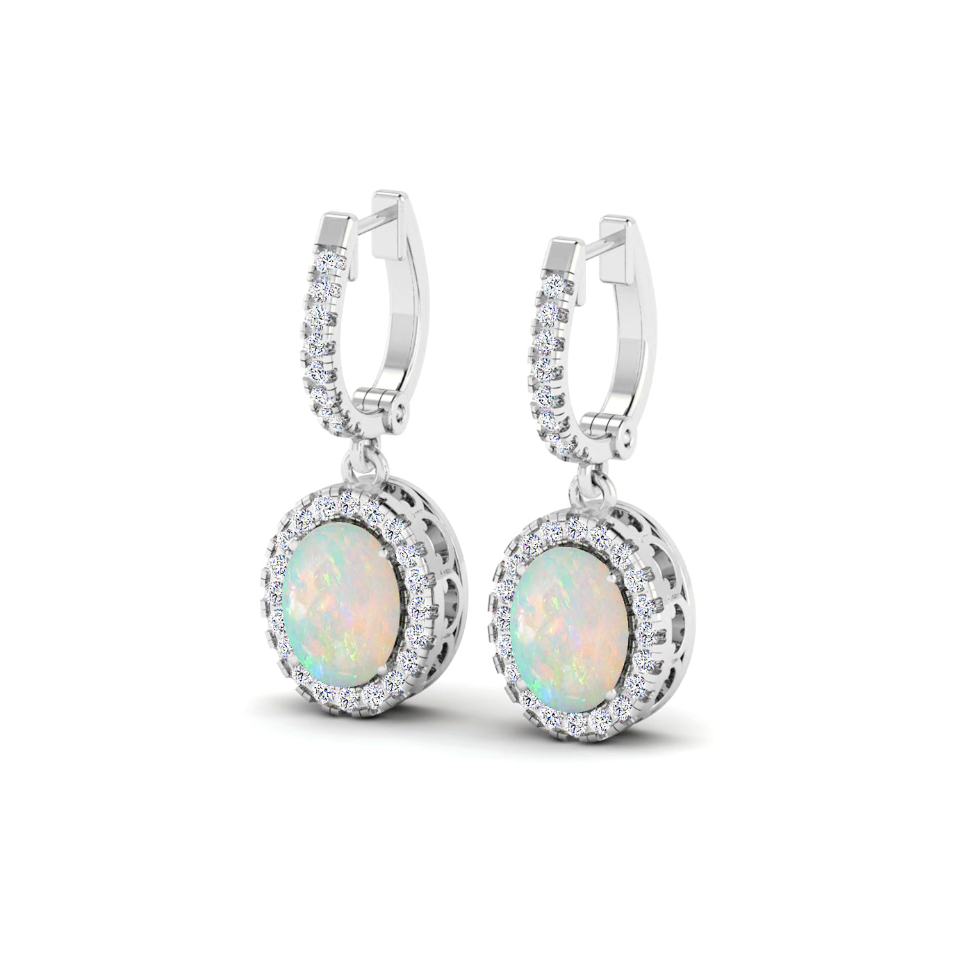 Halo Huggie Drop Earrings | 925 Sterling Silver Birthstone Stud Earrings | Diamond Accent Gemstone Earrings | 15 Birthstone Options | Gift for Women