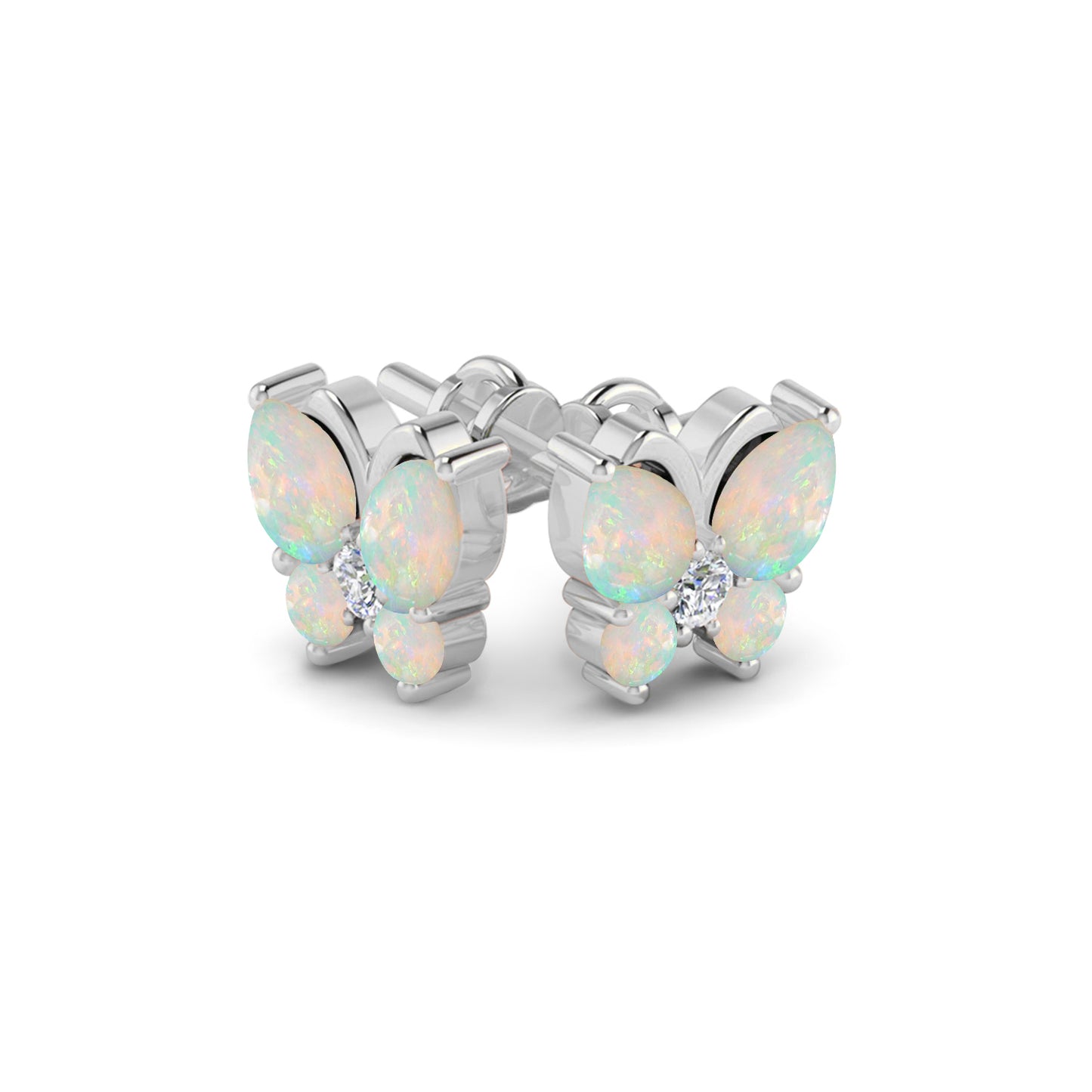 Butterfly Stud Earrings | 925 Sterling Silver Birthstone Stud Earrings | Diamond Accent Gemstone Earrings | 15 Birthstone Options | Gift for Women