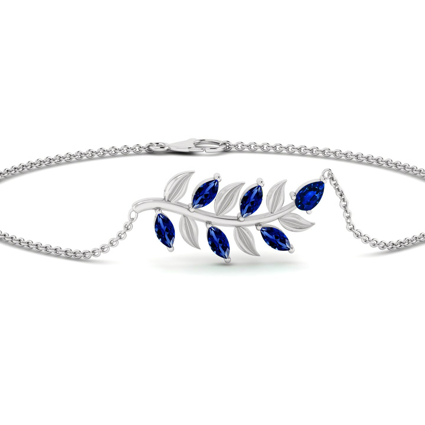 Leaf Vine Bracelet | Sterling Silver Birthstone Bracelet | Adjustable Chain | 15 Gemstone Choices | Personalized Gemstone Bracelet