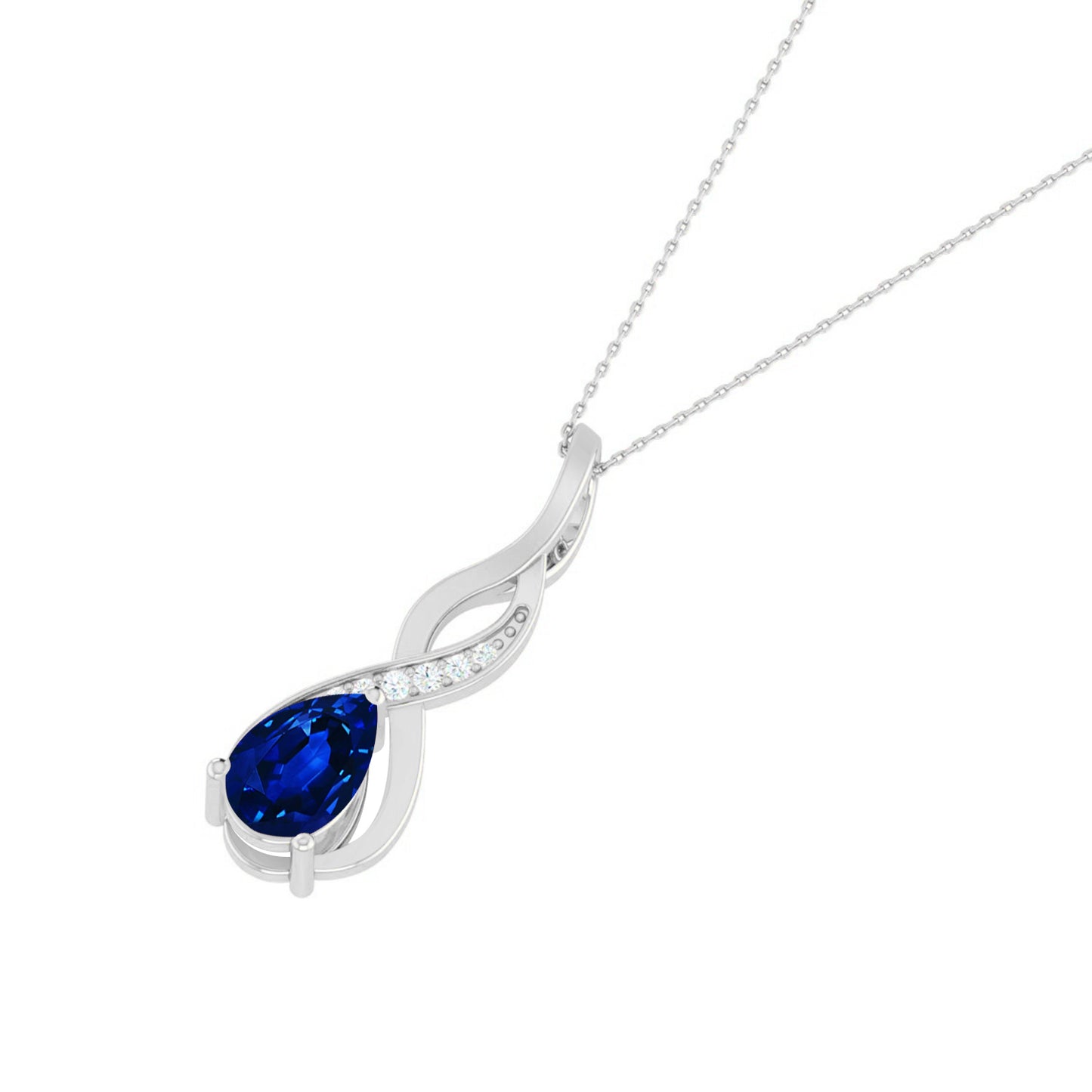 Classic Teardrop Solitaire Pendant | Starburst Pendant | Heart Knot Teardrop Pendant | Sterling Silver Birthstone Necklace | Diamond Accent | Adjustable Chain | 15 Gemstone Choices