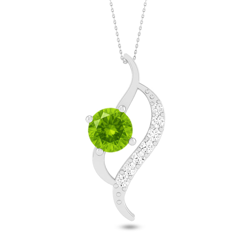 Bypass Swirl Pendant | Starburst Pendant | Heart Knot Teardrop Pendant | Sterling Silver Birthstone Necklace | Diamond Accent | Adjustable Chain | 15 Gemstone Choices