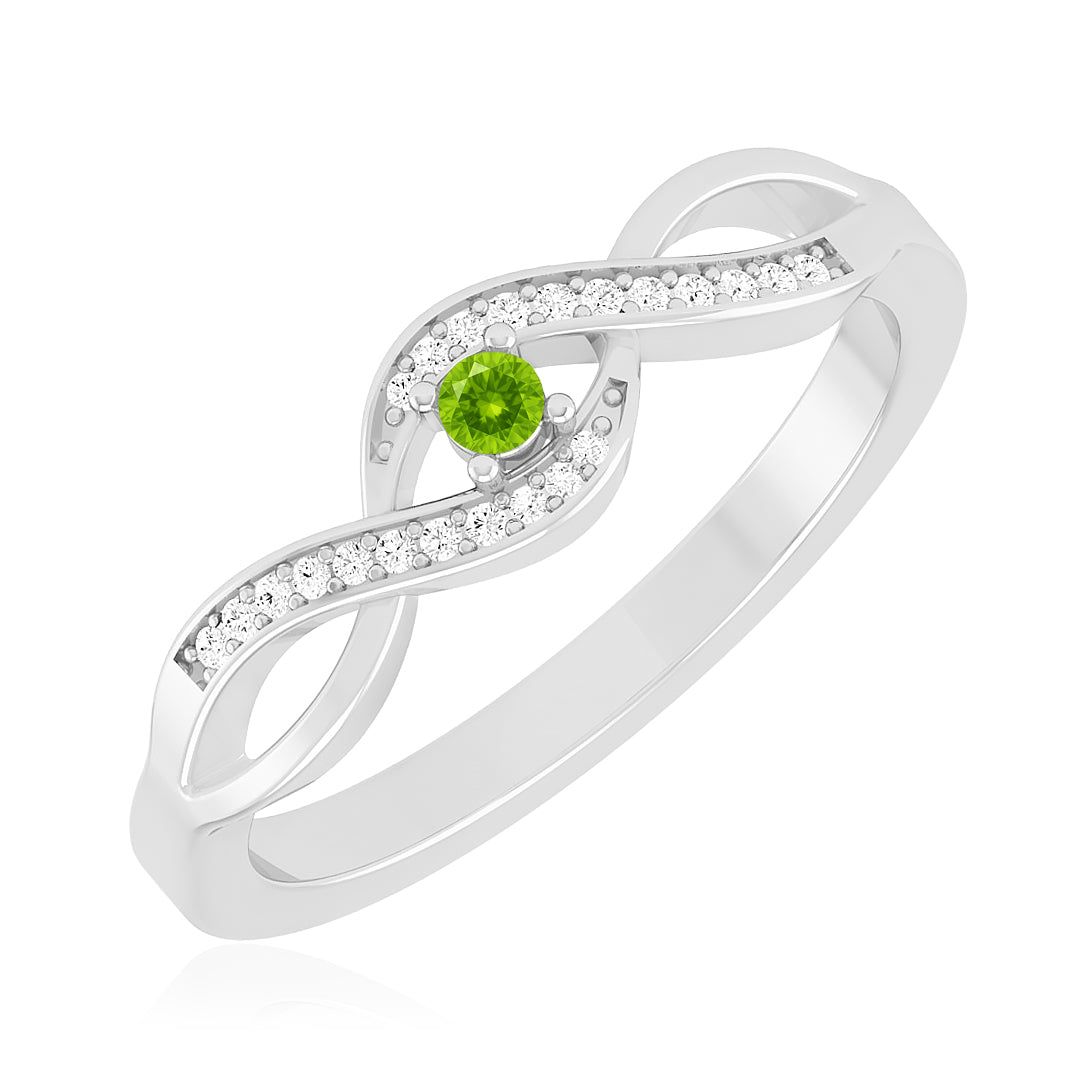 Infinity Ring | Sterling Silver Birthstone Ring | Genuine Gemstone & Diamond Studded Ring | Personalized Promise Ring | Gift for Her