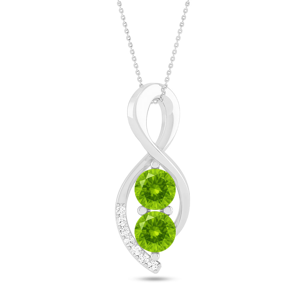 Infinity Twist Pendant | Starburst Pendant | Heart Knot Teardrop Pendant | Sterling Silver Birthstone Necklace | Diamond Accent | Adjustable Chain | 15 Gemstone Choices