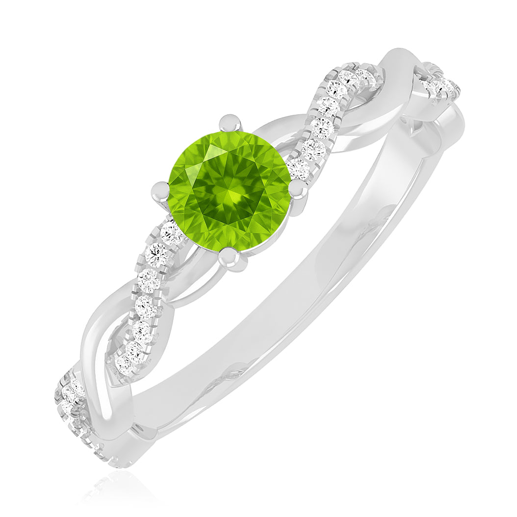 Infinity Knot Solitaire Ring | Sterling Silver Birthstone Ring | Genuine Gemstone & Diamond Studded Ring | Personalized Promise Ring | Gift for Her