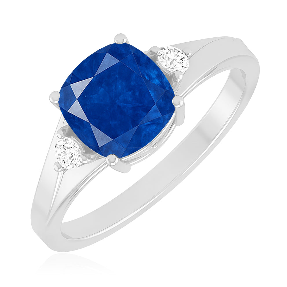 Classic Three-Stone Solitaire Ring | Sterling Silver Birthstone Ring | Genuine Gemstone & Diamond Studded Ring | Personalized Promise Ring | Gift for Her