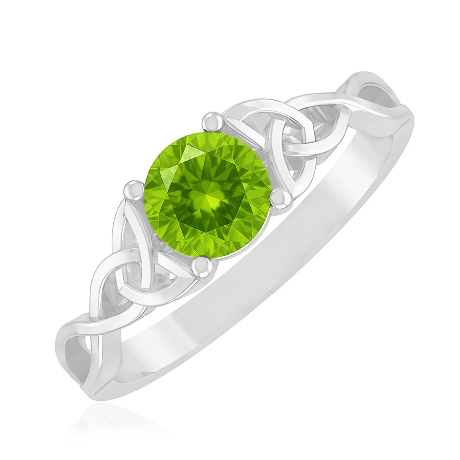 Celtic Knot Ring | Sterling Silver Birthstone Ring | Genuine Gemstone & Diamond Studded Ring | Personalized Promise Ring | Gift for Her