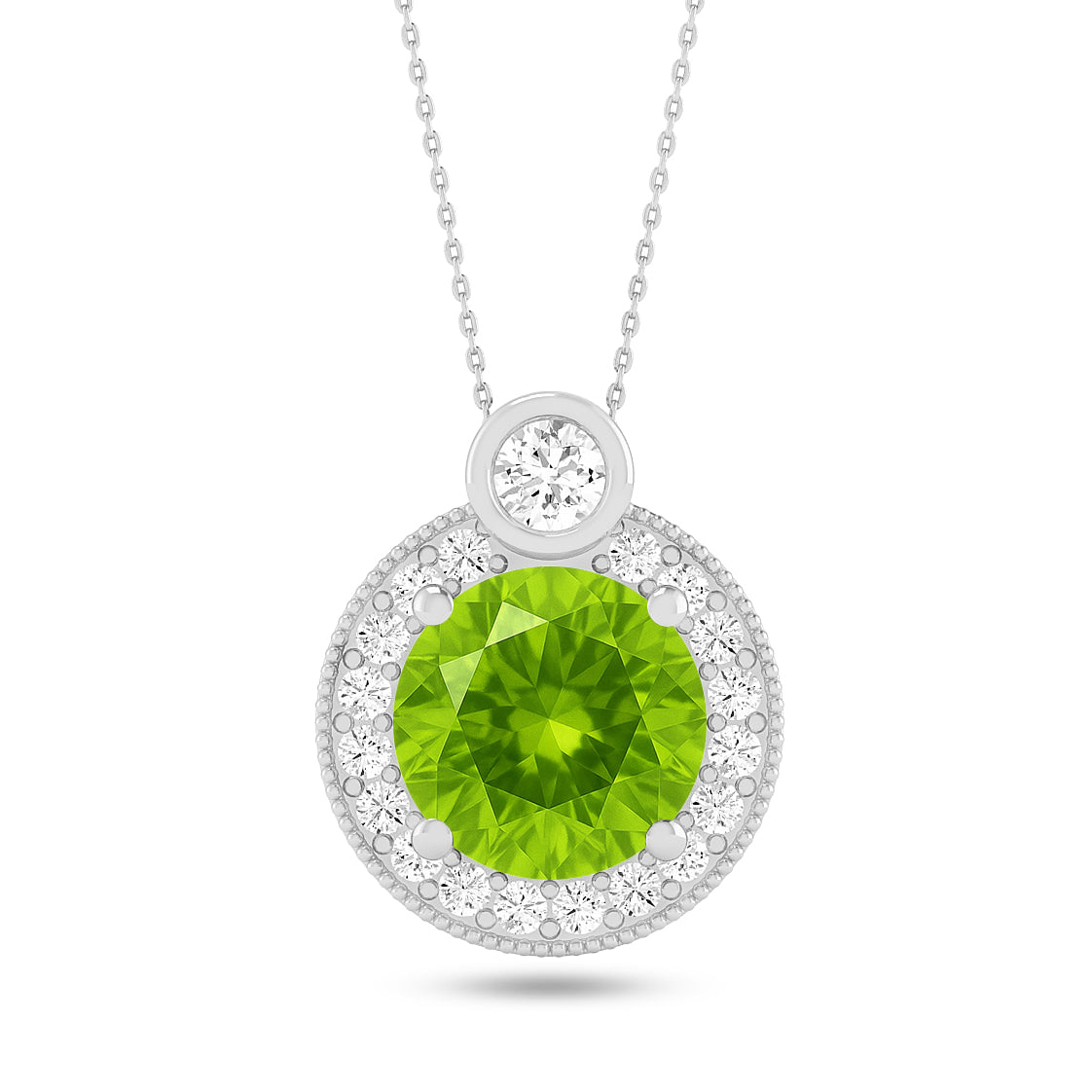 Round Halo Pendant | Starburst Pendant | Heart Knot Teardrop Pendant | Sterling Silver Birthstone Necklace | Diamond Accent | Adjustable Chain | 15 Gemstone Choices