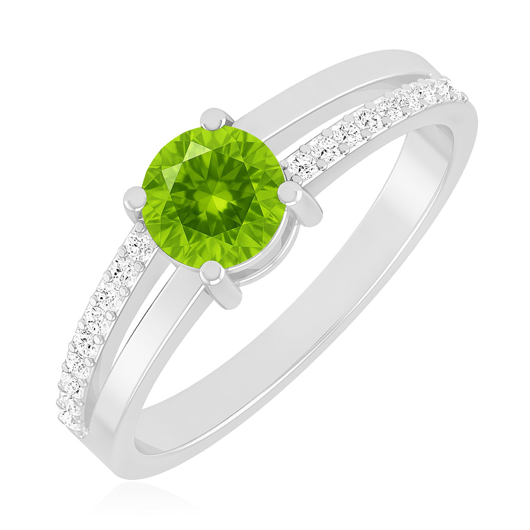 Split Shank Solitaire Ring | Sterling Silver Birthstone Ring | Genuine Gemstone & Diamond Studded Ring | Personalized Promise Ring | Gift for Her